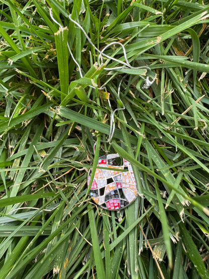 round multi color mother of pearl  mosaice sterling necklace