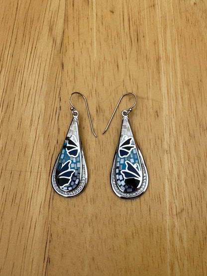 'THE BLUE BUTTERFLY TOUCH'-blue and white mosaic earrings