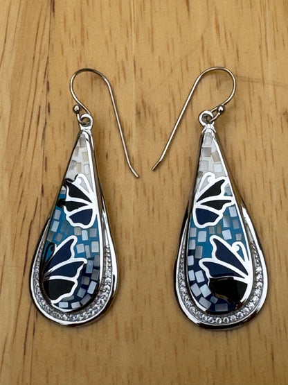 'THE BLUE BUTTERFLY TOUCH'-blue and white mosaic earrings