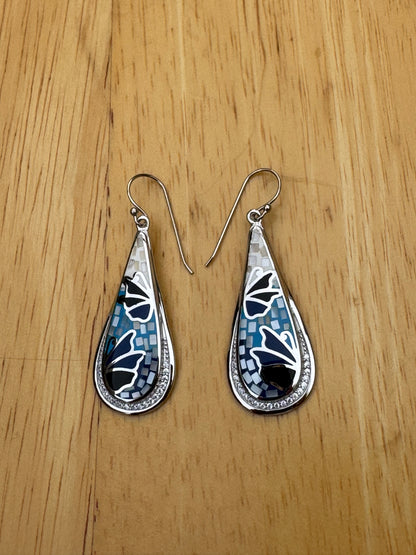'THE BLUE BUTTERFLY TOUCH'-blue and white mosaic earrings