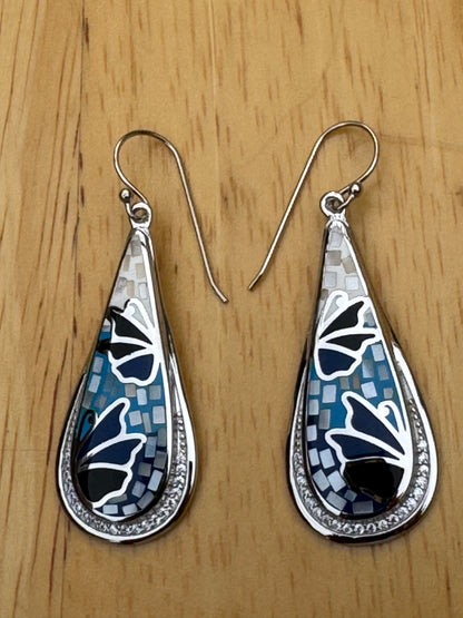 'THE BLUE BUTTERFLY TOUCH'-blue and white mosaic earrings