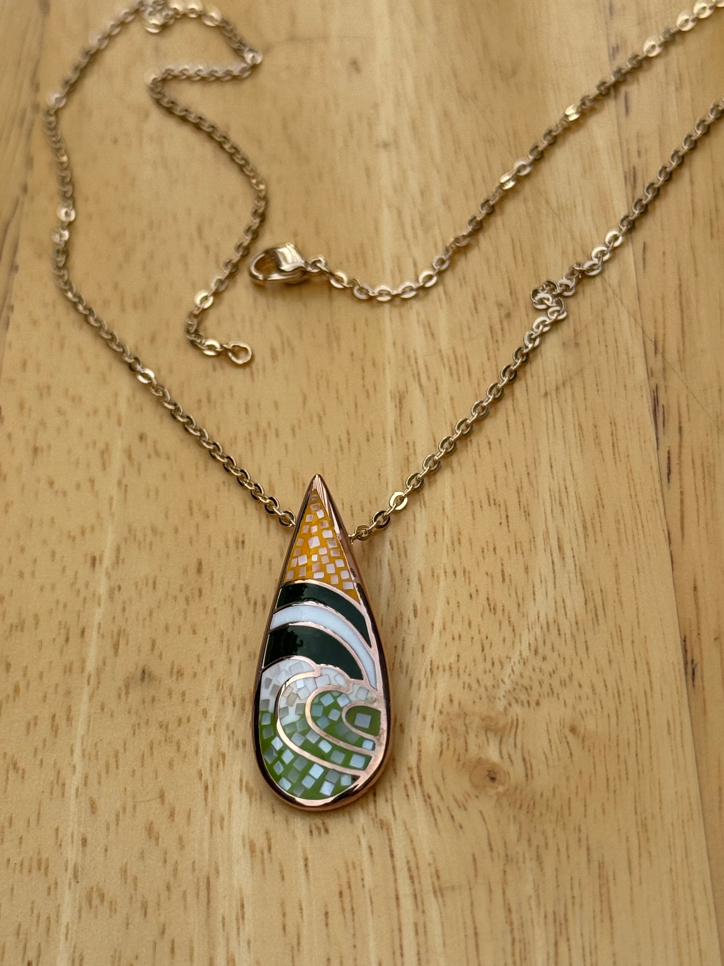 "THE MAGIC FOREST" Tear Drop Mosaic Necklace