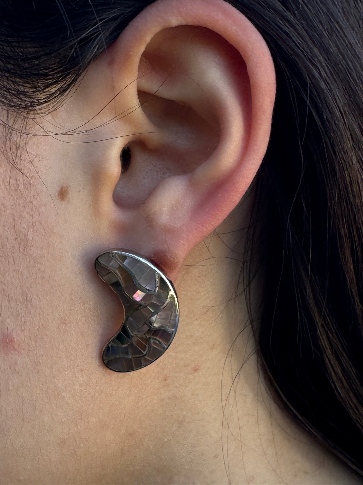 THE BROWN MOON MOSAIC EARRINGS