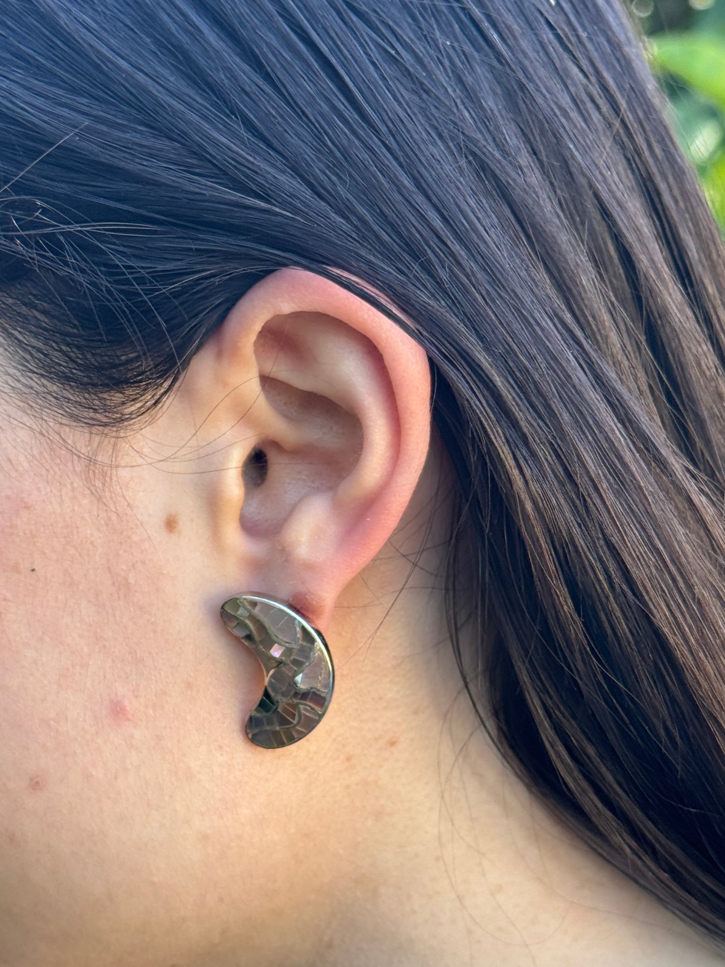 THE BROWN MOON MOSAIC EARRINGS