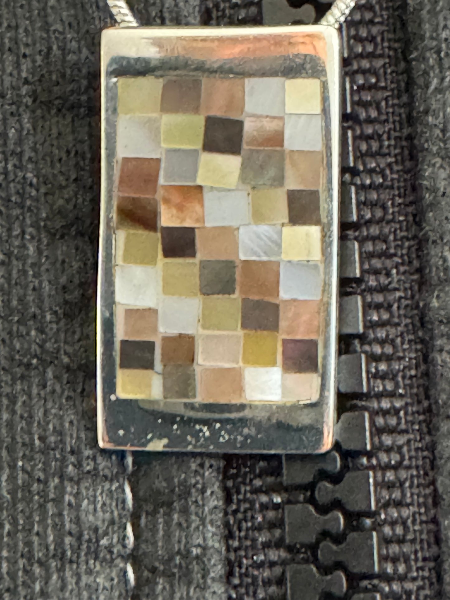 RECTANGEL BROWN AND WHITE MOTHER OF PEARL NECKLACE