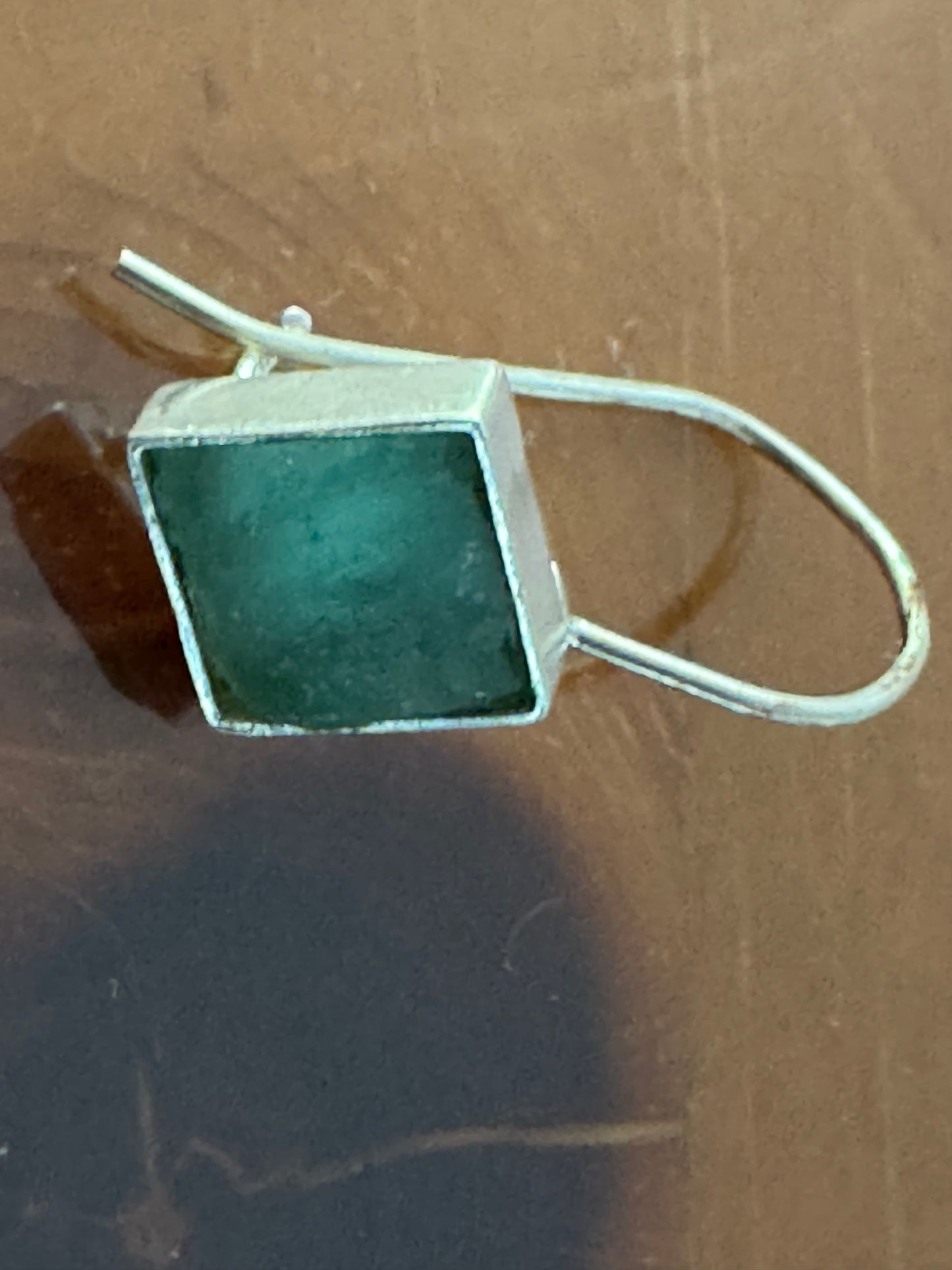 SQUARE GREEN ROMAN GLASS EARRINGS
