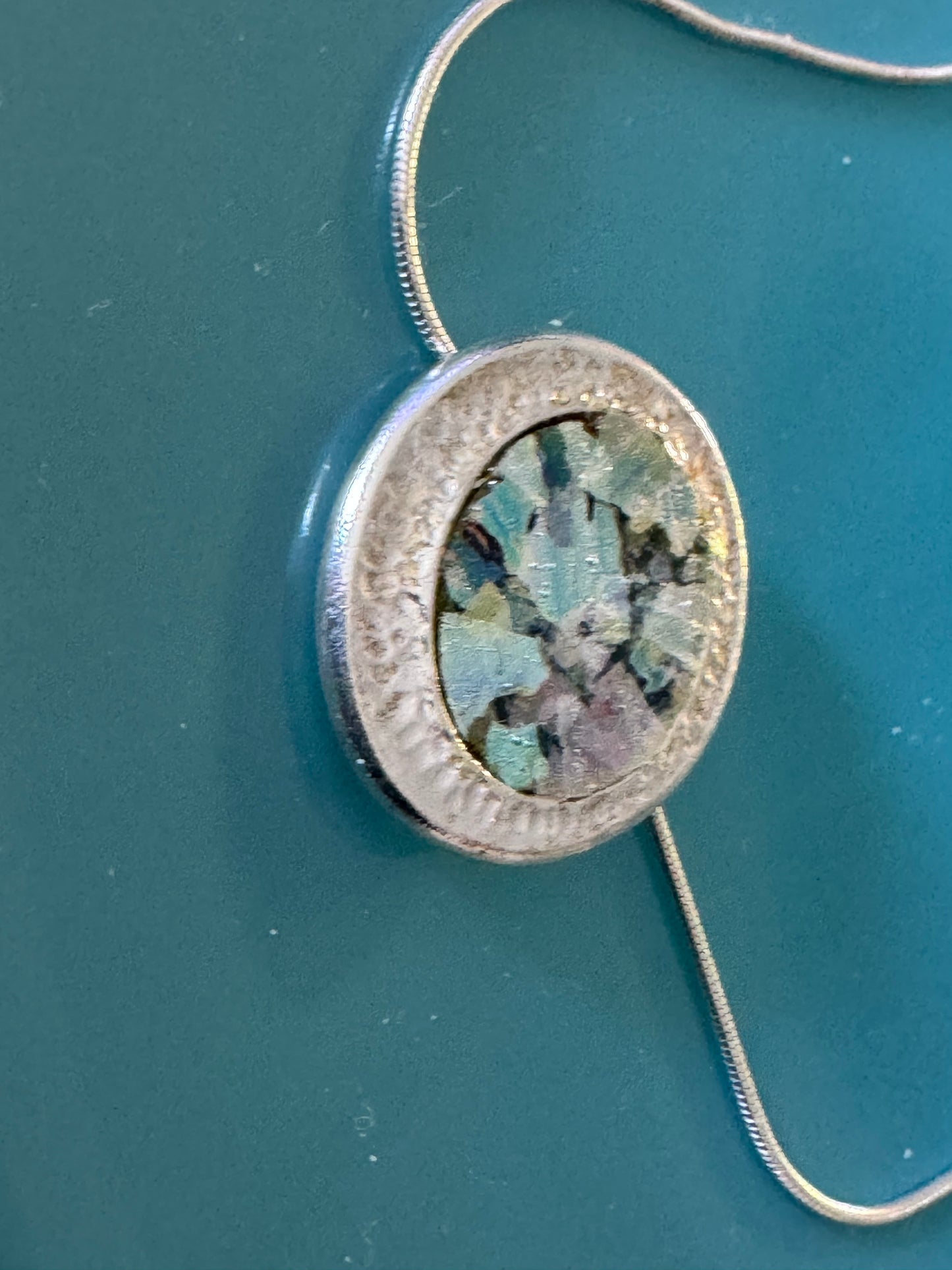 OVAL ROMAN GLASS STERLING NECKLACE