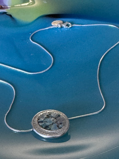 OVAL ROMAN GLASS STERLING NECKLACE