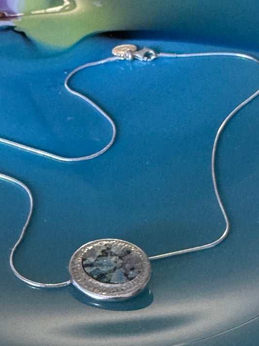 OVAL ROMAN GLASS STERLING NECKLACE