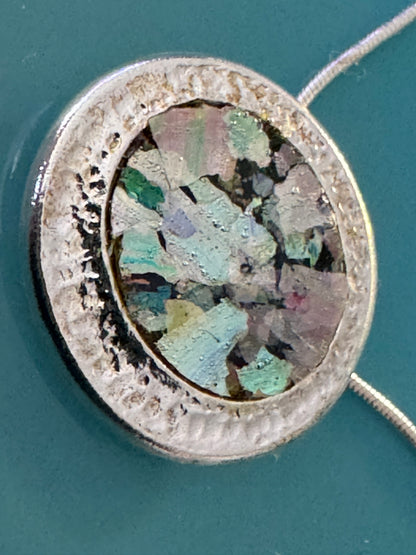 OVAL ROMAN GLASS STERLING NECKLACE
