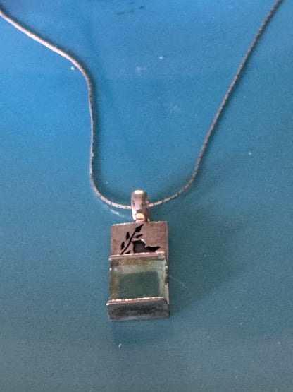 THE DOVE WITH THE OLIVE BRANCH -GREEN ROMAN GLASS NECKLACE