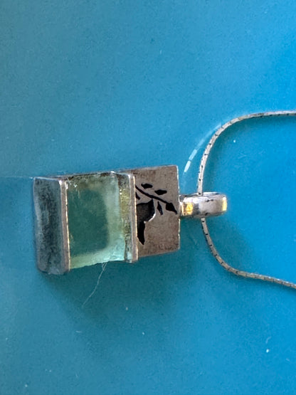 THE DOVE WITH THE OLIVE BRANCH -GREEN ROMAN GLASS NECKLACE