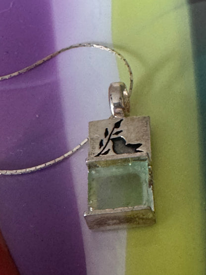 THE DOVE WITH THE OLIVE BRANCH -GREEN ROMAN GLASS NECKLACE