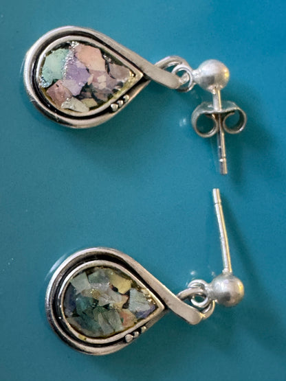 TEAR DROP HANGING  POST EARRINGS