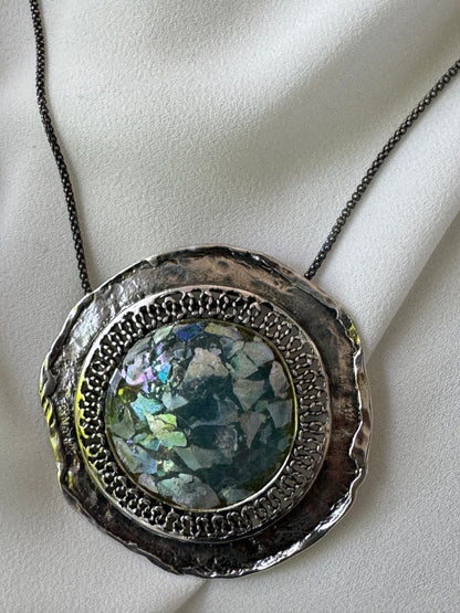 BIG ROUND  ROMAN GLASS NECKLACE
