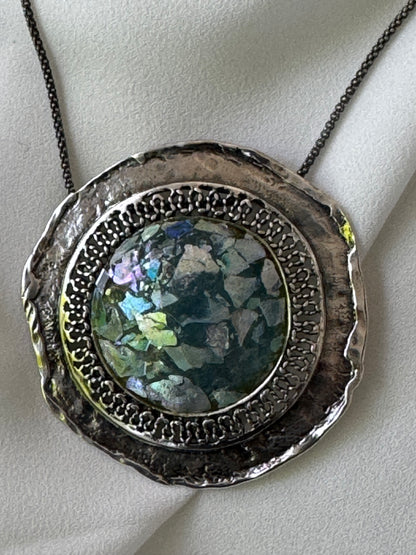 BIG ROUND  ROMAN GLASS NECKLACE