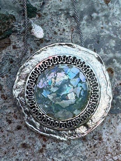 BIG ROUND  ROMAN GLASS NECKLACE