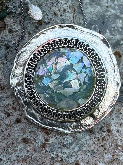 BIG ROUND  ROMAN GLASS NECKLACE