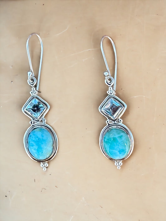 Larimar & Blue Topaz Sterling Silver Earrings