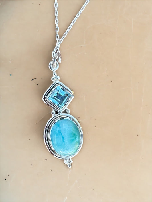 Larimar & Blue Topaz Sterling Silver Necklace