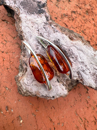 Honey Amber Sterling Silver Earrings