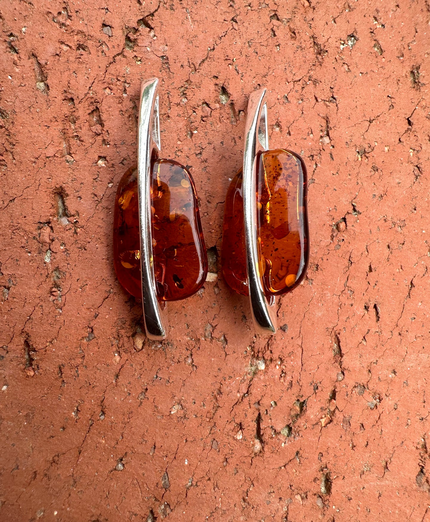 Honey Amber Sterling Silver Earrings