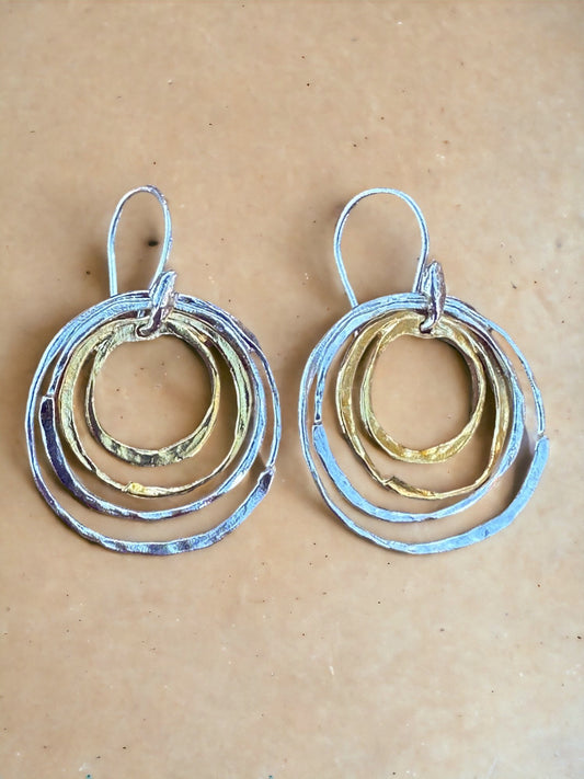 Gold Plated & Sterling Circles Hoops Earrings