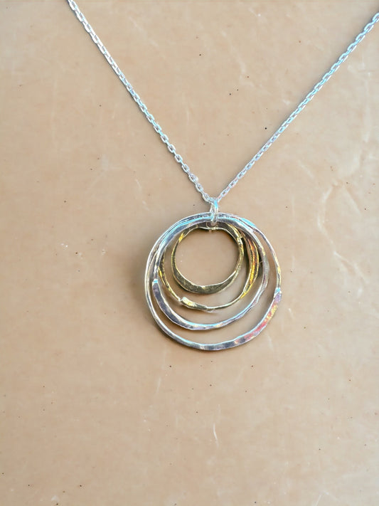 Gold Plated & Sterling Circles Hoops Necklace