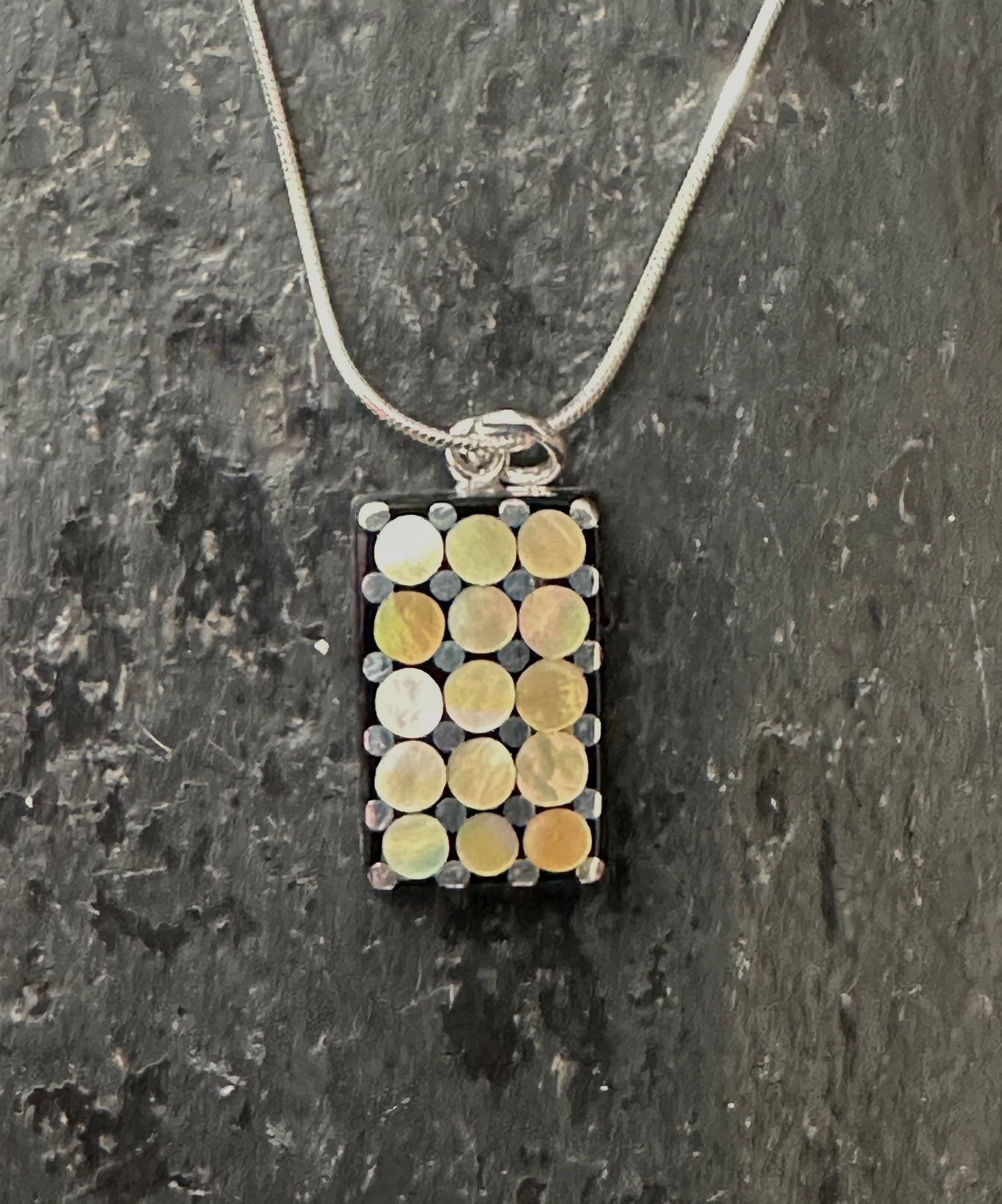 'Sushi' Mosaic Brown Sterling Silver Necklace