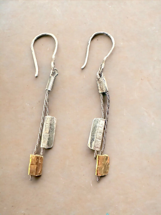 Sterling Silver Long Gold Plated Earrings