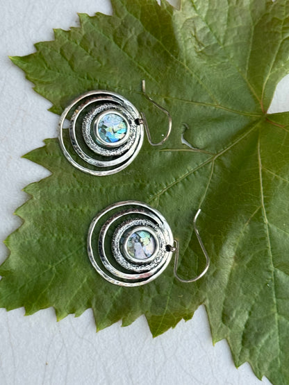 round 3 circels ancient roman glass sterling earrings