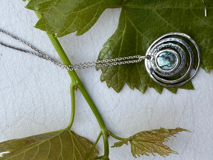 3 STERLING CIRCLES AROUND ROUND ROMAN GLASS STERLING NECKLACE