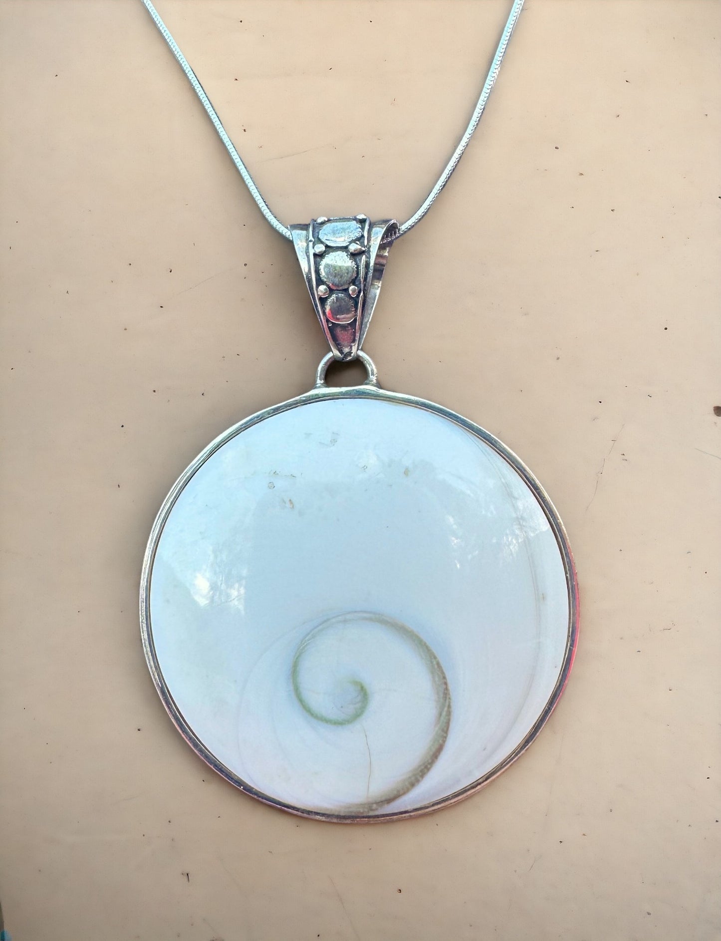 Big Natural Shiva Sterling Silver Necklace