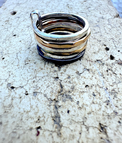 Sterling Silver Gold Filled 6 Connected Bands Ring