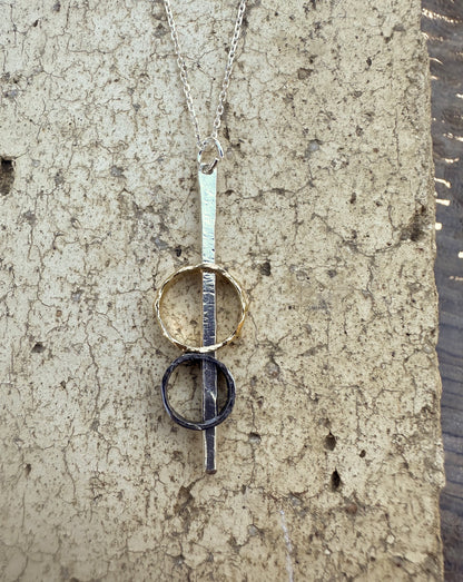 Gold Plated & Oxidized Loop on Sterling Necklace