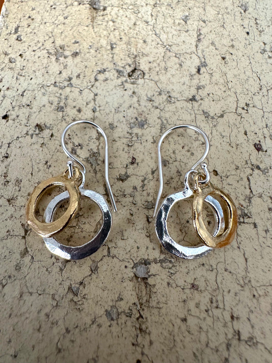 Gold Plated & Sterling 2 Circles Earring