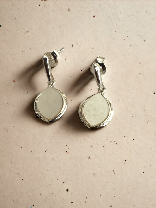 White Mother of Pearl Sterling Silver Post Earrings