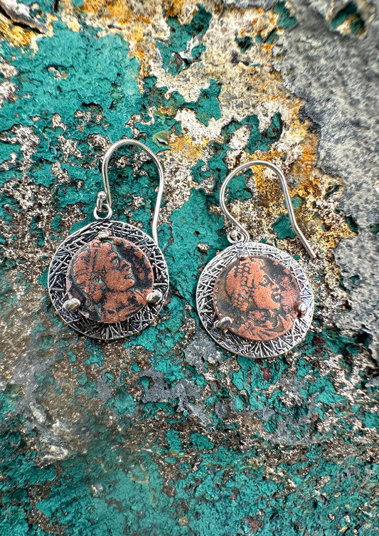 Ancient Roman Coin Sterling Silver Earrings