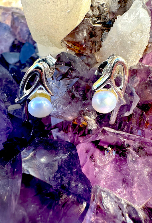 Pearl Stering Silver Post Earrings