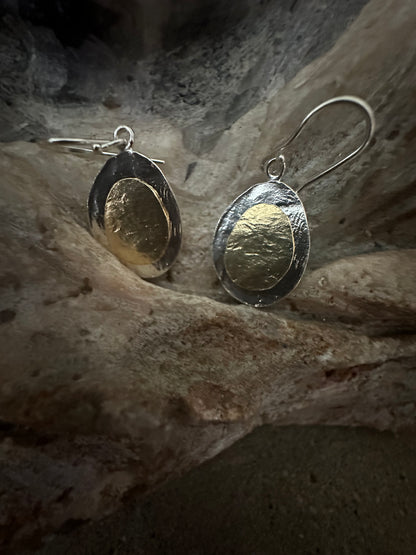 Gold Plated Oval Sterling Silver Earrings