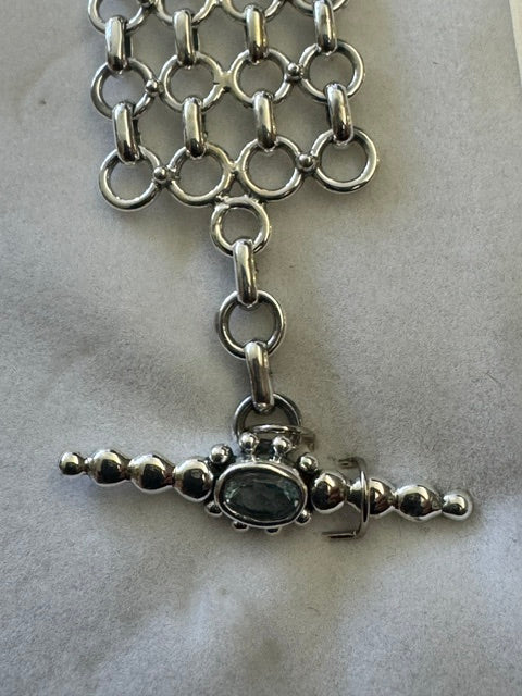 Sterling Silver Bracelet with Blue Topaz and Moonstone