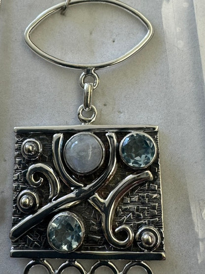 Sterling Silver Bracelet with Blue Topaz and Moonstone