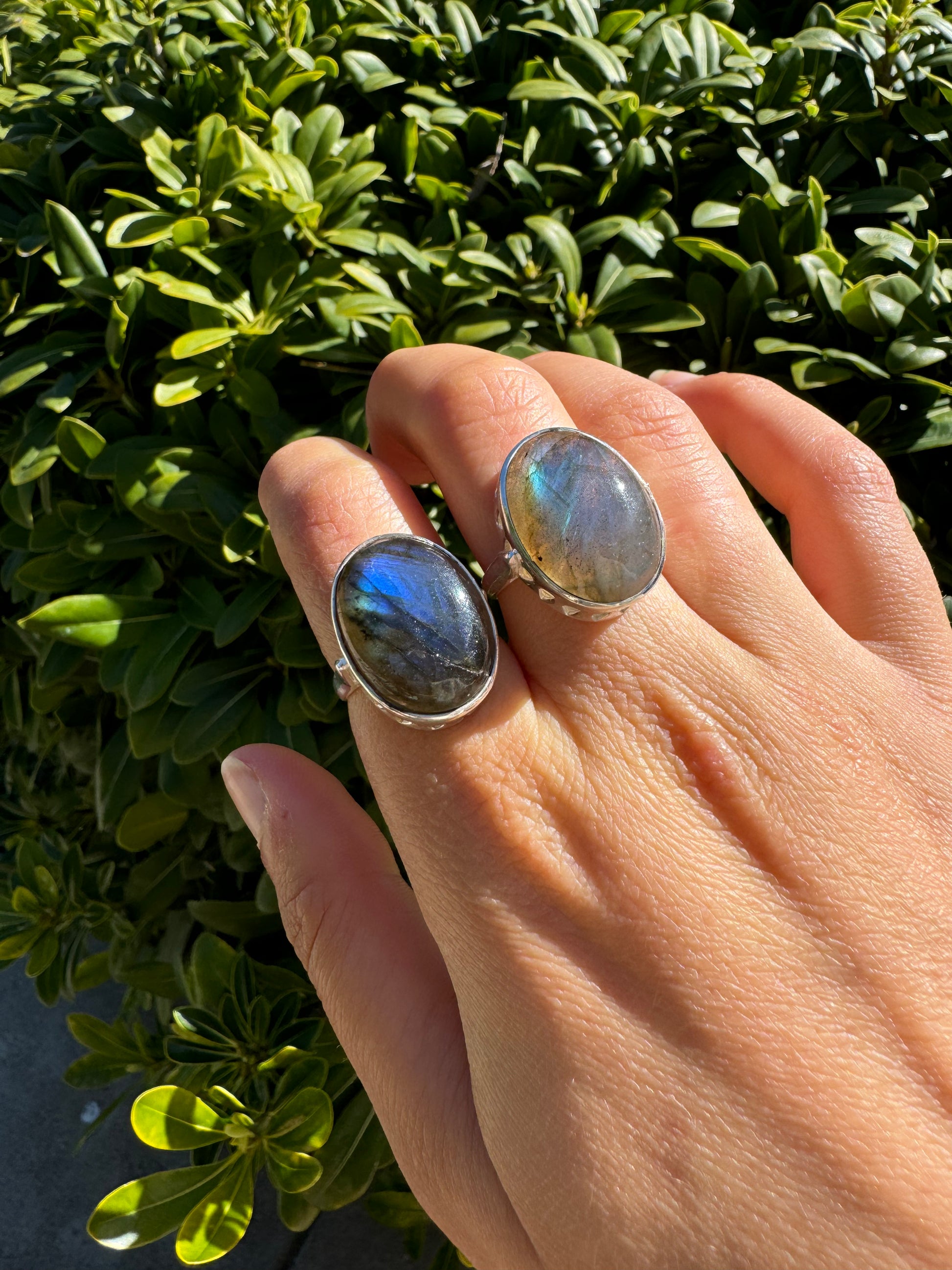 Gemondo USA 925 Sterling Silver Yellow Gold Plated Oval Labradorite Ring | Size 8, Bohemian Style Gemstone Ring