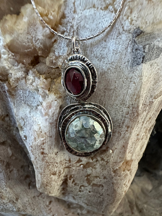 Ancient Roman Glass &Garnet Necklace