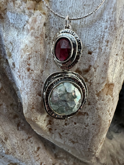 Ancient Roman Glass &Garnet Necklace