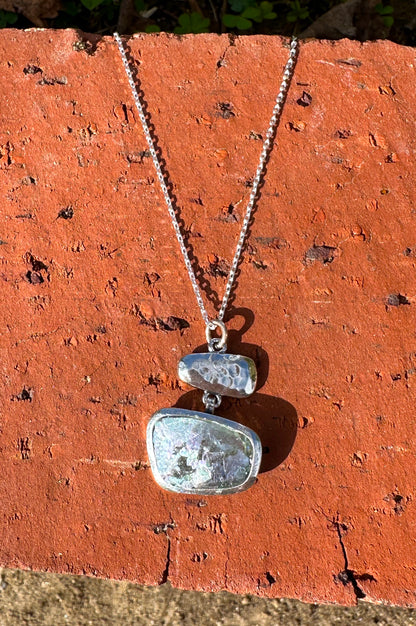 Ancient Roman Glass Hammered Sterling Silver Necklace