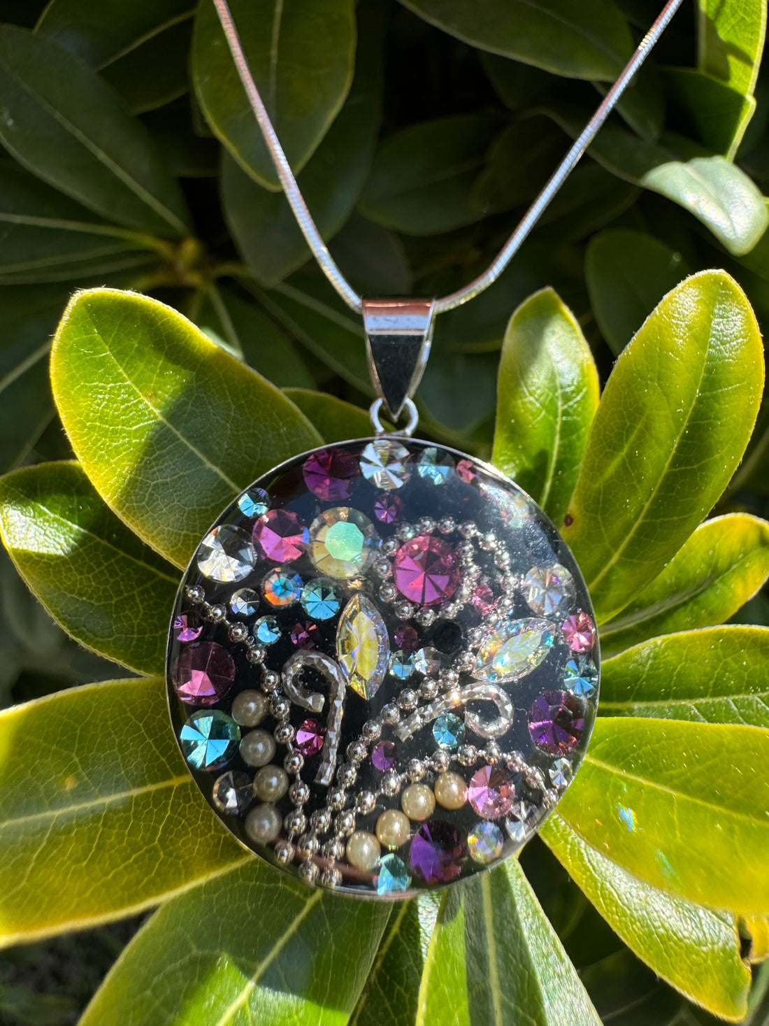 Swarovski Black & Pink Crystal Necklace