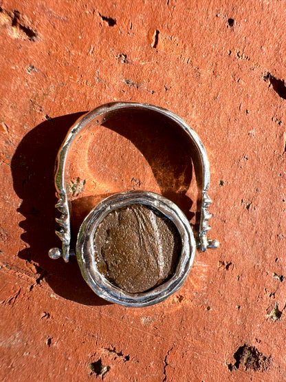 "The Flip Ring" Two-Sided Ancient Roman Coin & Ancient Roman Glass with Sterling Silver