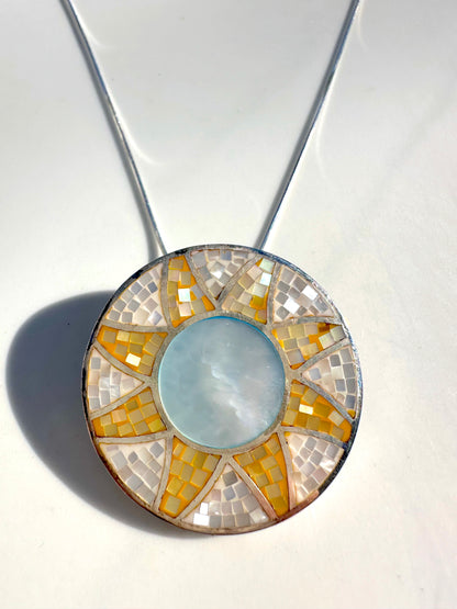 Mosaic 'Sun' Sterling Silver Pendant