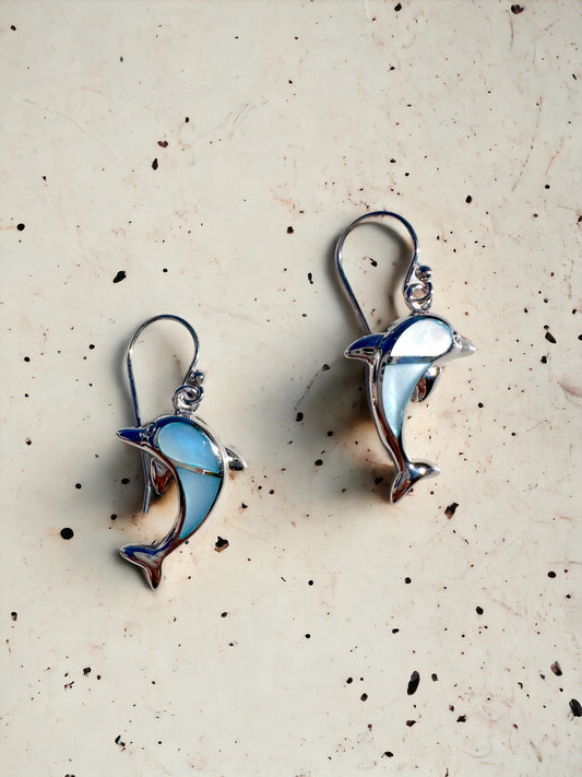 Blue Dolphin Mother of Pearl Earrings